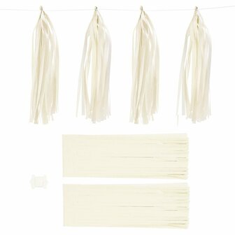 Tassels, off-white, afm 12x35 cm, 14 gr, 12 stuk/ 1 doos