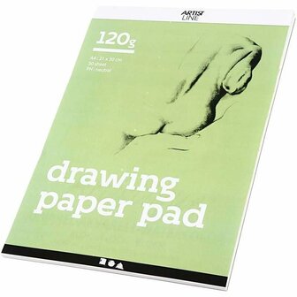 Schetsblok - Wit A4 Creotime Tekenblok - Hoogwaardig Papier - Hobby Papier - DIY Tekenen - 120 gram - Vellen - Kwalitatief Tekenpapier - Schrijfblok - Art Supplies