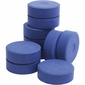 Tempera Verfblokken - Waterverf - 10 Stuks - Blauw - Geschikt voor Papier en Karton - Ideaal voor Scholen - Afmeting 19 x 57 mm - Ronde Blokken