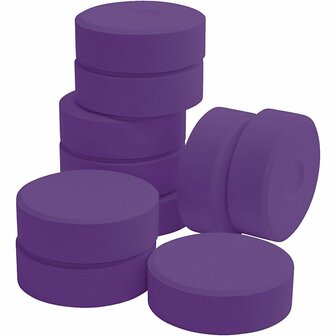 Tempera Verfblokken - Waterverf - 10 Stuks - Paars - Geschikt voor Papier en Karton - Ideaal voor Scholen - Afmeting 19 x 57 mm - Ronde Blokken