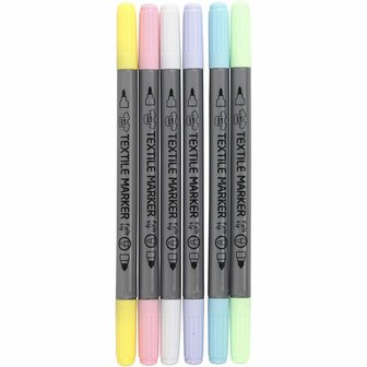 Permanente Textielstiften Pastel - DIY Stoffen Stiften - Textiel Markers - Dubbele Punt - Pastel Kledingstiften - Kleding Versieren - Kindertextiel Stiften - 23+3