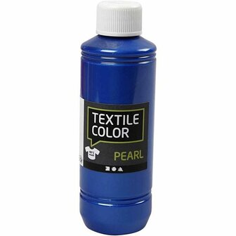 Textielverf - Kledingverf - Blauw - Parelmoer - Dekkend - Solid - Textile Color - Creotime - 250 ml