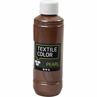 Textielverf - Dekkend - Bruin - Parelmoer - Creotime - 250 ml