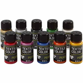 Textielverf - Dekkend - Diverse Kleuren - Parelmoer - Creotime - 10x50 ml