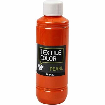 Textielverf - Dekkend - Oranje - Parelmoer - Creotime - 250 ml