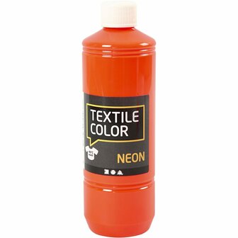 Textielverf Neon Oranje &ndash; Kledingverf &ndash; Stofverf &ndash; Textiel Kleurstof &ndash; Stoffenverf &ndash; Verf Voor Kleding &ndash; Textiel Verven &ndash; DIY Kleding Verven &ndash; 500 ml &ndash; 1 Stuk