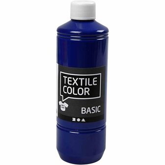 Textielverf - Kledingverf - Primair Blauw - Basic - Textile Color - Creotime - 500 ml