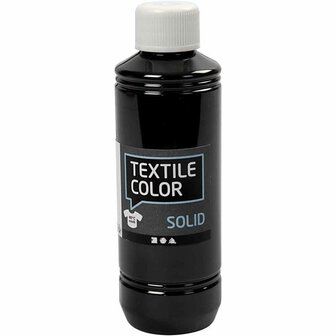 Textielverf - Kledingverf - Zwart - Dekkend - Solid - Textile Color - Creotime - 250 ml