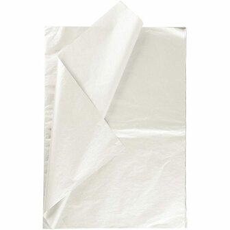 Tissuepapier Parelmoer Wit - Zijdepapier - Crepepapier - Vloeipapier - Inpakken - Decoreren - Knutselen - 50x70 cm - 14 gram - 25 vellen