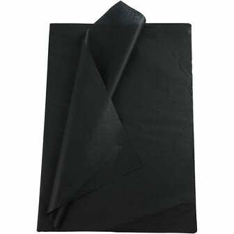 Tissuepapier - Zijdepapier - Crepepapier - Vloeipapier - Zwart - Verpakken - Decoreren - Knutselen - 50x70 cm - 14 gram - 25 vellen