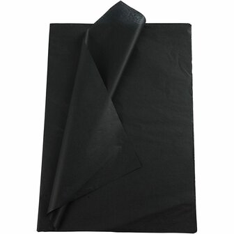Tissuepapier Zwart - Zijdepapier - Crepepapier - Vloeipapier - Inpakken - Decoreren - Knutselen - 50x70 cm - 14 gram - 25 vellen
