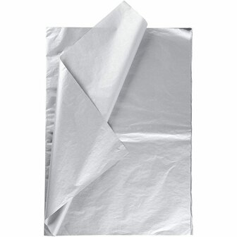Tissuepapier Zilver - Zijdepapier - Crepepapier - Vloeipapier - Inpakken - Decoreren - Knutselen - 50x70 cm - 14 gram - 6 vellen