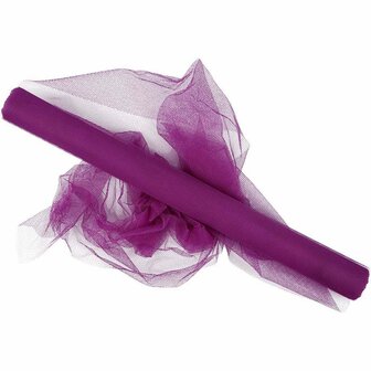 Tule - Paarse Creatieve Stof - DIY Bruiloft Decoraties - Feest- en Geschenkverpakkingen - Knutselstof - Hobby Decoraties - Breedte 50 cm - Lengte 5 meter - 1 rol