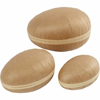 Tweedelig Kartonnen Ei - 12+15+18 cm - 3 Stuks - Voor Knutselen en DIY Versieringen