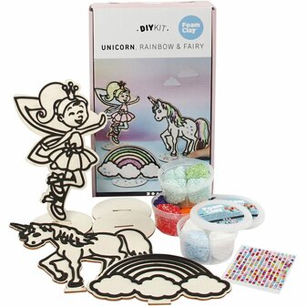Unicorn Knutselset - DIY Eenhoorn Decoratie - Knutselpakket voor Kinderen - Foam Clay en Zelfklevende Strasstenen - Creatieve DIY Set voor Unieke Eenhoorn Figuren - 1 Set
