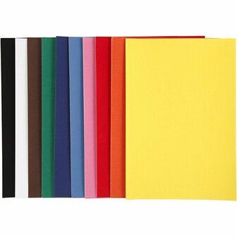 Velour papier, diverse kleuren, A4, 210x297 mm, 140 gr, 10 vel/ 1 doos