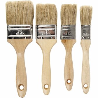 Vernis Kwasten - Platte Kwasten Voor Verven en Lakken - DIY Schilderkwasten - Lengte 19,5-21cm - Breedte 25-63mm - Set van 4 Stuks