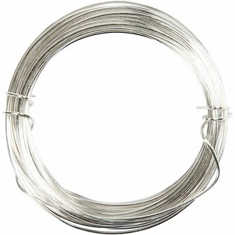 Verzilverd Draad - DIY Metaaldraad - Verzilverd Hobbydraad - Sieradendraad - Dikte 0,8 mm - Lengte 6 Meter - Geschikt Voor Sieraden Maken En Creatieve Knutselprojecten - 1 Rol