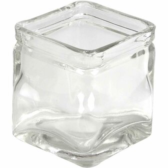 Vierkant glas, H: 5,5 cm, afm 5,5x5,5  cm, 12 stuk/ 1 karton