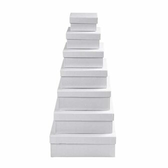 Vierkante Dozen Set - Witte Kartonnen Opbergdozen - DIY Cadeaudozen en Opbergboxen - Geschikt voor Verpakken, Decoreren en Creatieve DIY Projecten - Handige Opbergset - 7 Stuks
