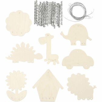 Houten Windgong - 24 Stuks - Triplex - Metalen Pinnen - DIY Knutselpakket - Windchimes
