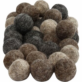 Wol Kralen Naturel - Handgemaakte Vilten Bolletjes - 100% Pure Wol - DIY Sieraden Maken, Creatieve Knutselprojecten &amp; Decoratie - Hoge Kwaliteit - Diameter 20 mm - Set van 64 Stuks