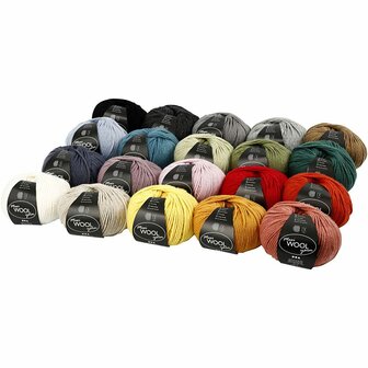 Wolgaren, diverse kleuren, L: 125 m, 20x100 gr/ 1 doos