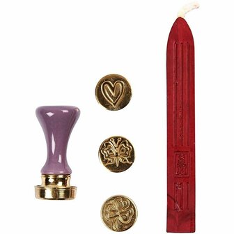 Zegel Set Hart Klaver Vlinder - Lakstempel Set - Wax Seal Stempel - DIY Stempel Set - Zegel Wax Stempels - Vintage Lakstempel - Handgemaakte Zegels - D 18 mm - 1 Set