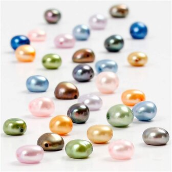 Zoetwater Parels - Luxe Kralen Voor Sieraden - 100% Natuurlijke Zoetwaterparels - Lengte: 40 cm - Diameter: 5-6 mm - Gatgrootte: 0,5 mm - 1 Snaar