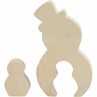 2-in-1 Houten Spook Figuren - Halloween Decoratie - DIY Houten Figuren - Zelfbouw Hout Spook - Creatieve Houten Knutsel Set - 6+11,5 cm - 4+9 cm - 1,2 cm - 1 Set