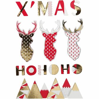 3D Stickers - Rendieren - Zelfklevende 3D Stickers - Kerst Thema Stickers - Knutselstickers Voor Scrapbooking &amp; Kaarten Maken - Gelaagde Foam Stickers - 15-62mm - 15 Stuks