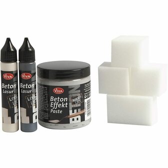 Effect Paint Beton Look - DIY Verf Voor Beton Effect - 3D Textuurschilderen &amp; Reli&euml;f Schilderen - Geschikt Voor Meubels, Muren &amp; Kunstwerken - Beton Pasta - Kleur Grijs - Inhoud 250 ml
