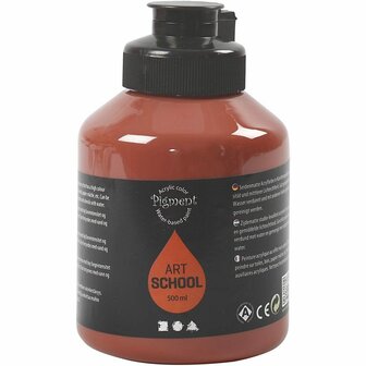 Acrylverf - Burnt Sienna - Semi-Transparant - Pigment Art School - 500 ml