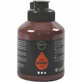 Acrylverf - Bruine Verf - Acrylaatverf - Acrylic paint - Hobbyverf - Sneldrogende Verf - Semi Glanzende Verf - Waterbasis Verf - Gebrande Omber - Dekkend - Pigment Art School - 500 ml