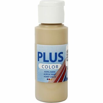 Acrylverf - Beige Verf - Acrylaatverf - Acrylic paint - Hobbyverf - Sneldrogende Verf - Dekkende Verf - Waterbasis Verf - Hoogwaardige Decoratie Verf - Donker Beige - Plus Color Verf - 60ml