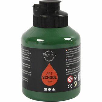 Acrylverf - Donkergroen - Semi Transparant - Semi Glanzend - Pigment Art School - 500 ml