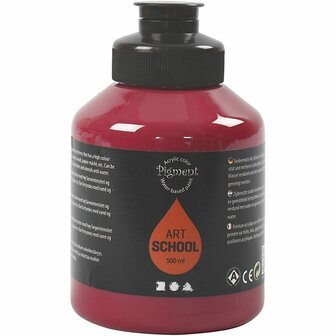 Acrylverf - Donkerrood - Semi Transparant - Semi Glanzend - Pigment Art School - 500 ml