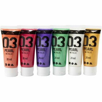 Metallic Verf - Acrylverf Metallic Mix - Metaalverf - Verschillende Kleuren Metallic Hobbyverf - Glansverf - Shimmerverf - Acrylaatverf - 6 x 20ml