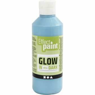 Acrylverf - Acrylaatverf - Acrylic paint - Hobbyverf - Knutselen en Verven - Sneldrogend - Glow In The Dark - Lichtgevende Verf - Effect Paint - Fluorescerend Lichtblauw - 250 ml
