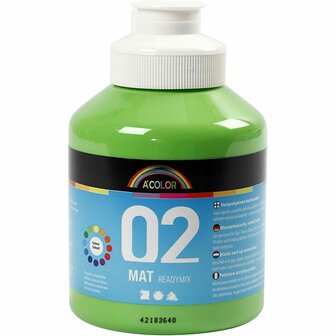 Acrylverf  Lichtgroene Verf  Acrylaatverf  Acrylic paint  Hobbyverf  Sneldrogend  Hoog gepigmenteerde waterbasis verf  Geschikt voor Canvas, Hout &amp; Papier  500 ml
