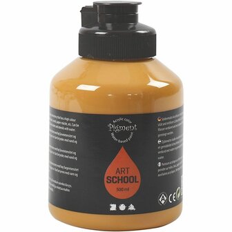 Acrylverf - Ochre - Semi Glanzend - Dekkend - Pigment Art School - 500 ml