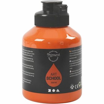 Acrylverf - Oranje - Semi Transparant - Semi Glanzend - Pigment Art School - 500 ml