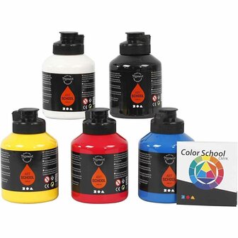 Acrylverf - Primair Kleuren - Pigment Art School - 5x500 ml