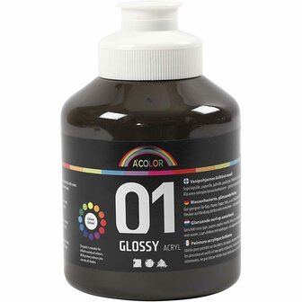 Acrylverf - Bruine Verf - Acrylaatverf - Acrylic paint - Schoolverf - Knutselen en Verven - Sneldrogend - Glossy Acrylverf - Geschikt voor Canvas &amp; Papier - 500 ml