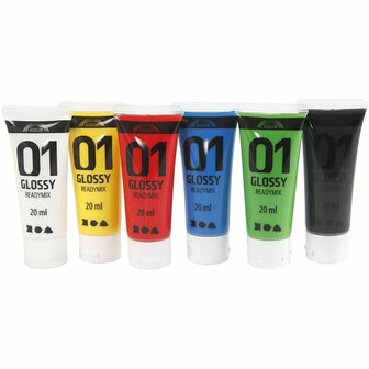 Acrylverf  Verschillende Kleuren  Acrylaatverf  Acrylic paint  Hobbyverf  Knutselen en Verven  Sneldrogend  Glossy  6x20 ml