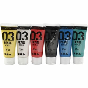 Metallic Verf - Acrylverf Metallic Effect Set - Metaalverf - Verschillende Kleuren Metallic Hobbyverf - Glansverf - Shimmerverf - DIY Acrylaatverf - 6x20ml