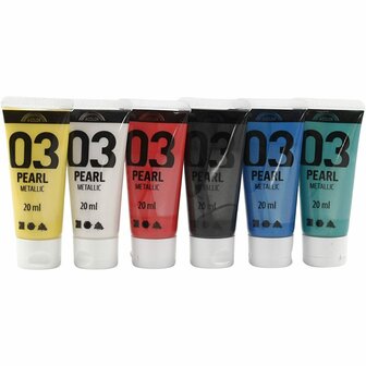 Acrylverf - Standaardkleuren - Metallic - A-color - 6x20 ml