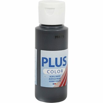 Acrylverf - Zwarte Verf - Acrylaatverf - Acrylic paint - Hobbyverf - Knutselen en Verven - Sneldrogende Verf - Waterbasis Verf - Hoogwaardige Decoratie Verf - Plus Color Verf - 60ml