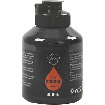 Acrylverf - Zwart - Semi Glanzend - Dekkend - Pigment Art School - 500 ml