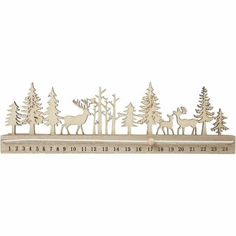 Advent Kalender - DIY Adventskalender - Houten Advent Kalender - Creatieve Kerstkalender - Opbergvakken - Aftelkalender - Handgemaakte decoratie - H: 12 cm, L: 40 cm, B: 3,6 cm